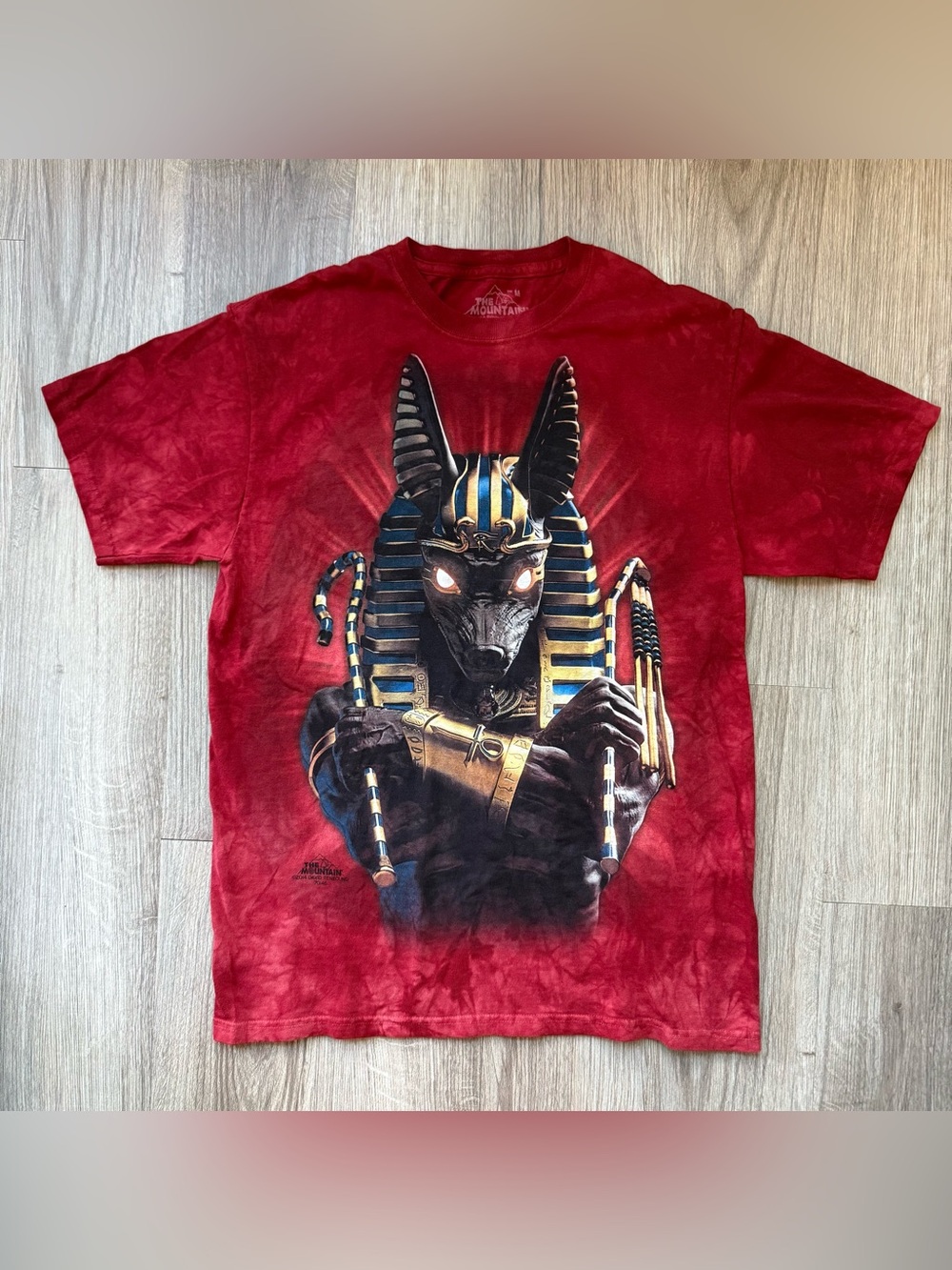The Mountain Red Tie Dye Anubis Egyptian Pharaoh God Graphic T-Shirt Size Medium